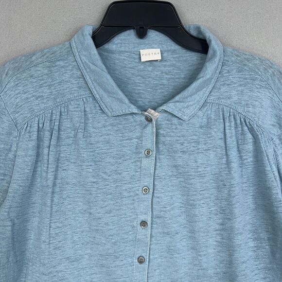 Poetry Shirt Womens US 10 Linen Minimalist Quiet Luxury Coastal Resort Preppy - Picture 2 of 14